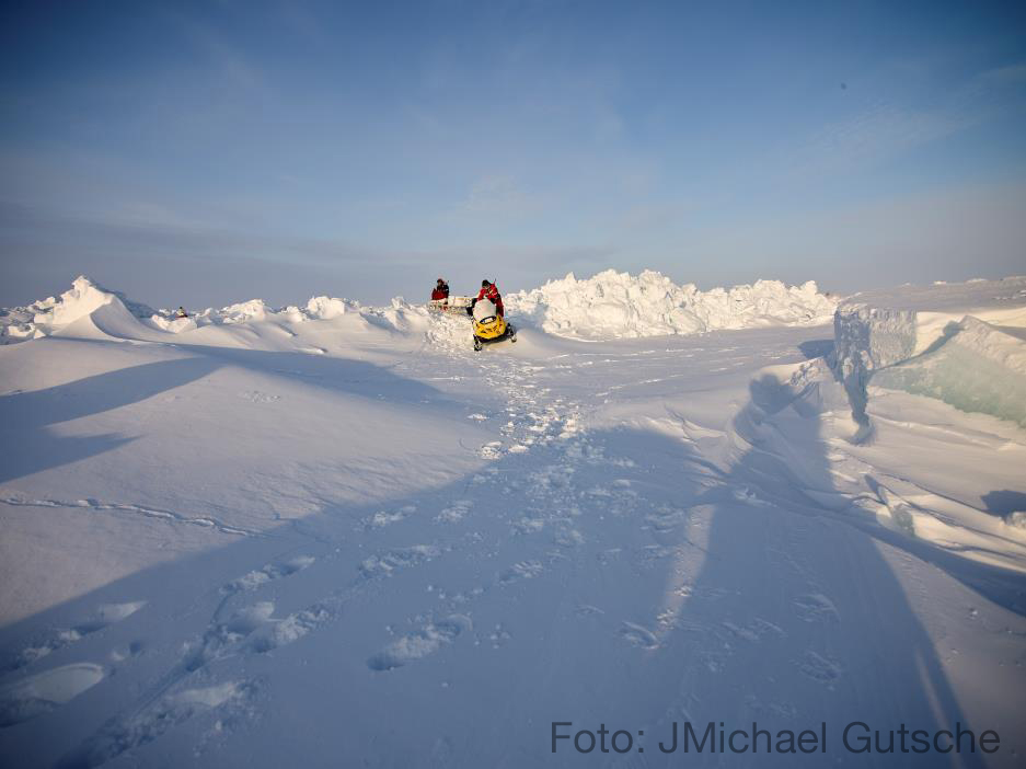 Mensch auf Schneemobil in der Artkis